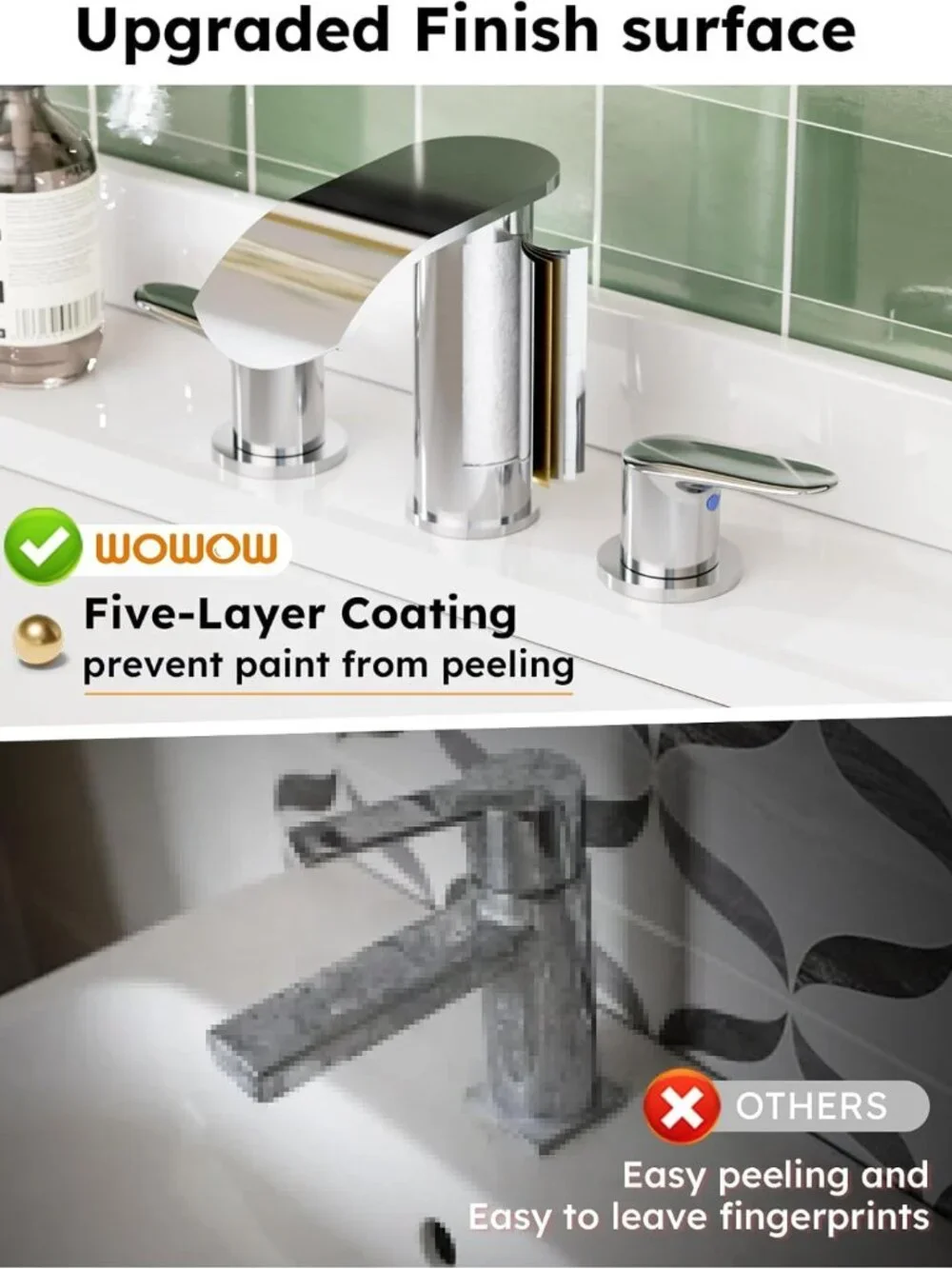 Chrome 8-Inch Widespread Bathroom Faucet with Waterfall Spout & Pop-Up Drain
